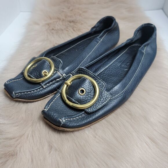 Coach Blue  Nellie Pebbled Leather Loafer Flats - Picture 1 of 8